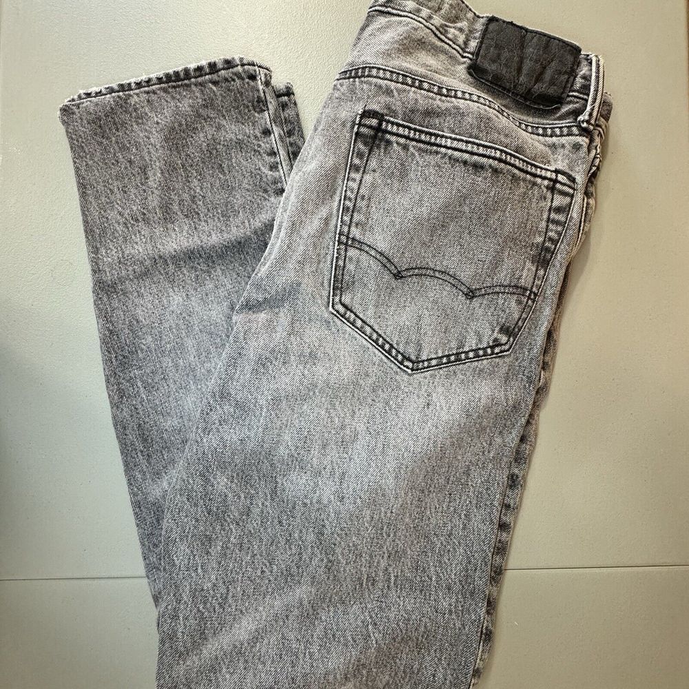 American Eagle Faded Black Distressed Straight Leg Denim Jeans Men's Size 32x32